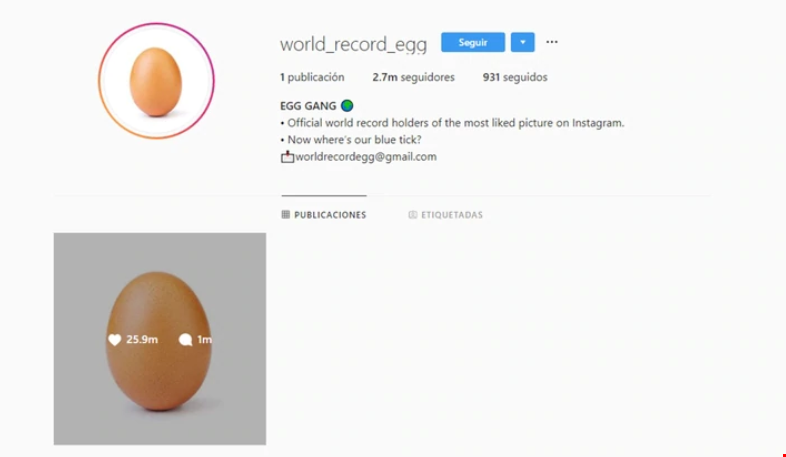 El único posteo de una cuenta que rompió el récord de "me gusta" en Instagram