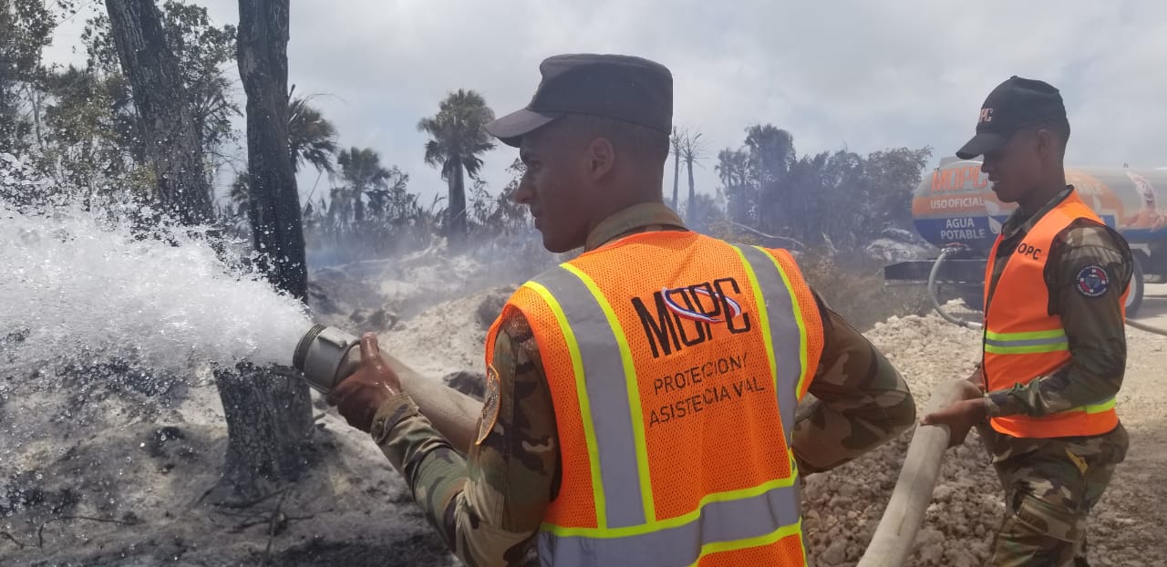 Brigadas de Obras Públicas y el Ejército sofocan incendio forestal en Cabeza de Toro