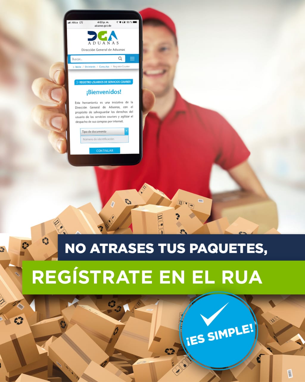 Aduanas recuerda a usuarios courier requisito RUA