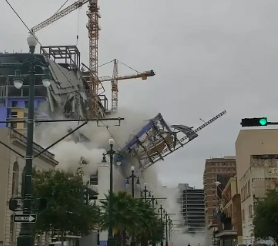 (Video): El impactante momento en que un hotel en construcción colapsa en Nueva Orleans, EEUU