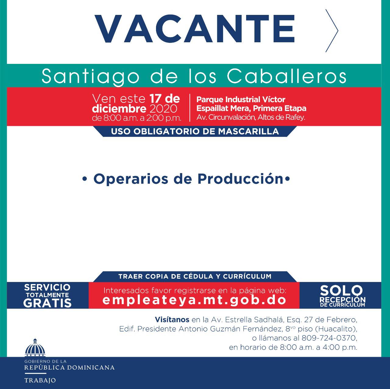 Ministerio de Trabajo invita a proceso de reclutamiento este jueves en Santiago