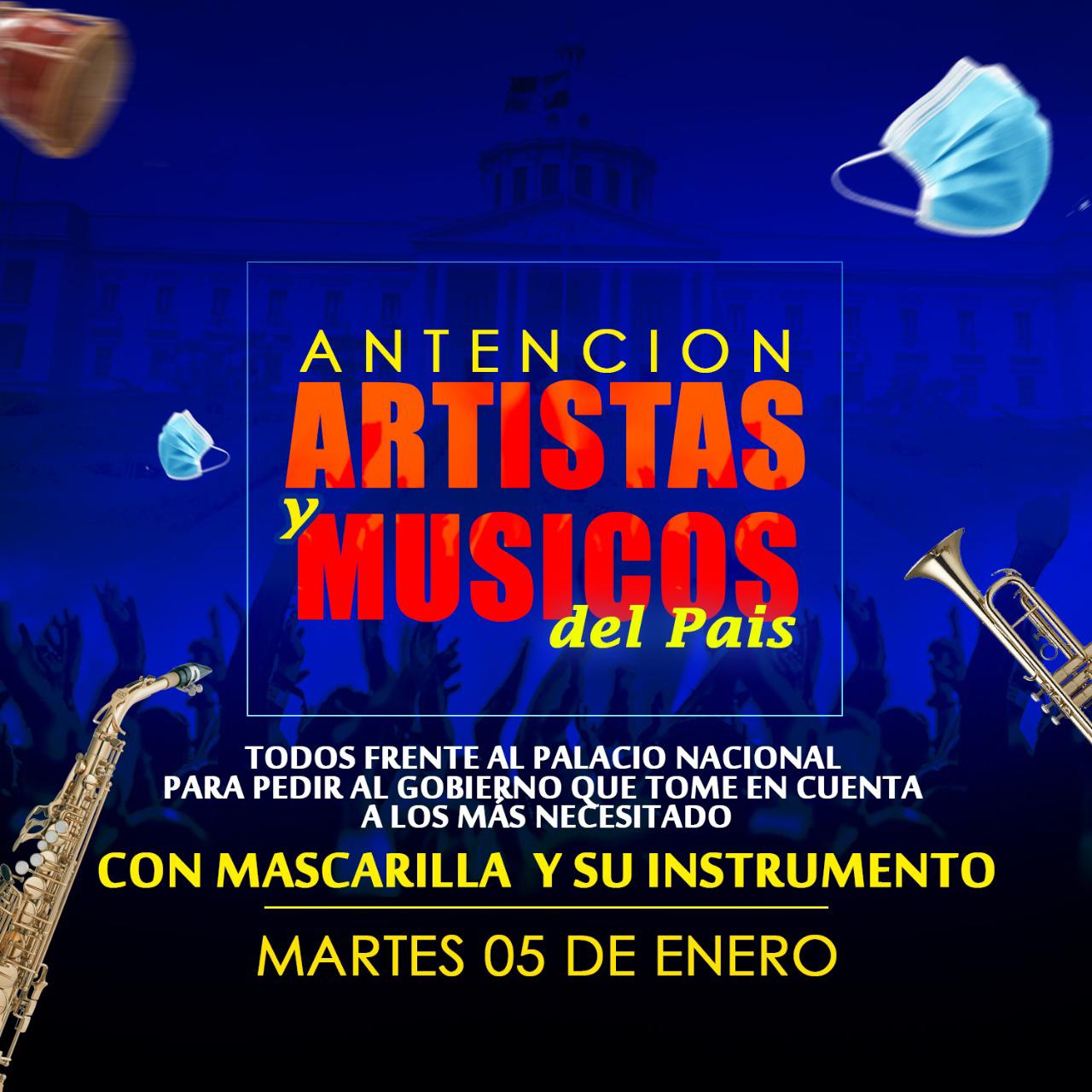 Artistas y músicos convocan nueva marcha frente al Palacio Nacional el próximo martes
