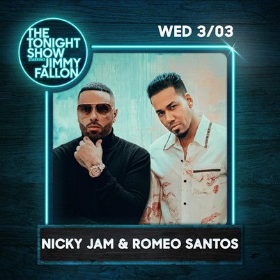 Romeo Santos y Nicky Jam se presentarán juntos en The Tonight Show Starring Jimmy Fallon