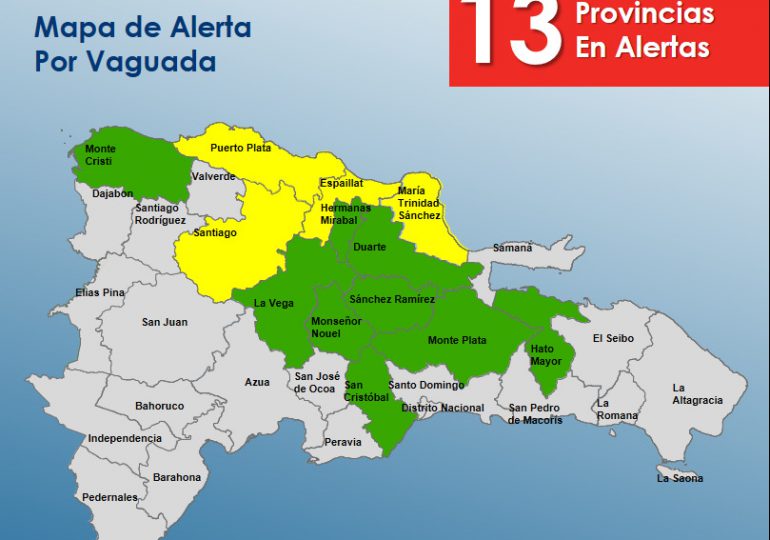 COE eleva a 13 las provincias en alerta por vaguada