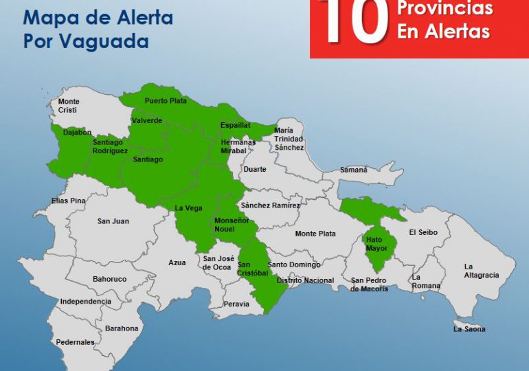 COE eleva a 10 las provincias en alerta verde