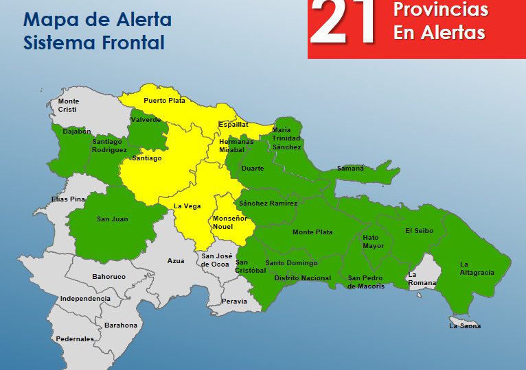 COE mantiene en alerta verde a 16 provincias y cinco en alerta amarilla