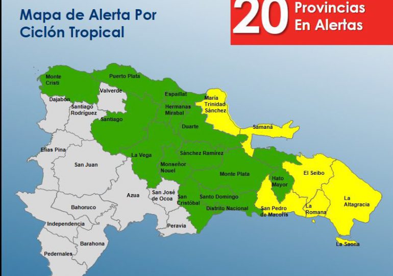 COE eleva a 20 las provincias en alerta ante potencial ciclón tropical