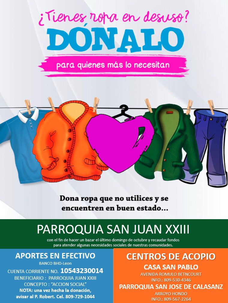 Parroquia San Juan XXIII invita a donar ropa para quienes más lo necesiten  | RC Noticias