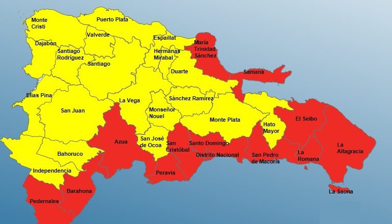 COE pone a 12 provincias en alerta roja y 19 en amarilla por Grace