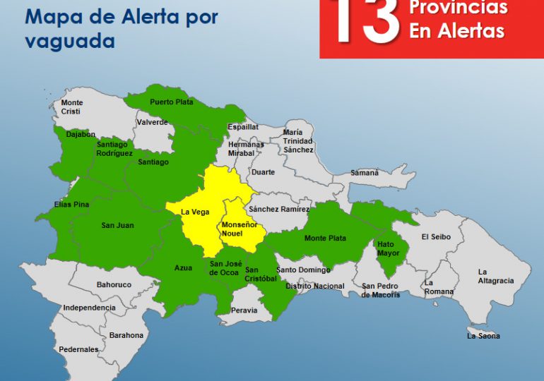 COE mantiene 13 provincias bajo alertas por vaguada