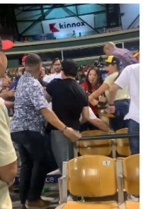 VIDEO | Fanáticos se enfrentan a trompadas en el Estadio Quisqueya, durante juego de Águilas y Escogido