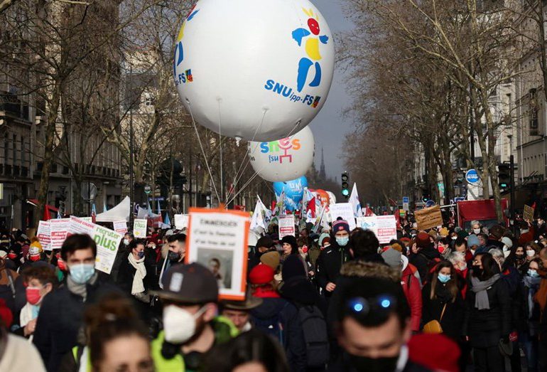 Huelga de maestros en Francia contra la gestión del covid en las escuelas