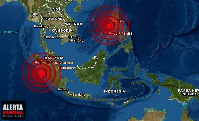 Sismos de magnitud 6.7 y 6.4 se sienten en Filipinas e Indonesia