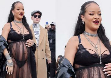 Rihanna llega en lencería a un show de Dior en Paris