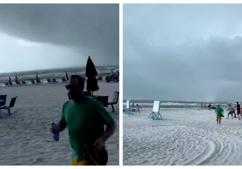 VIDEO | Tromba marina aterroriza a bañistas en playa de Florida