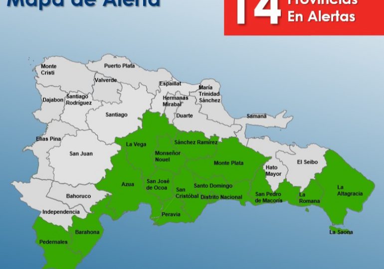 COE informa 14 provincias están en alerta verde