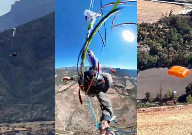 Video|Parapentista salva su vida milagrosamente al enredarse con su paracaídas