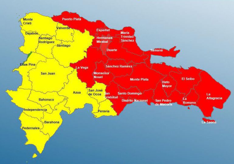 Anuncian 18 provincias en alerta roja