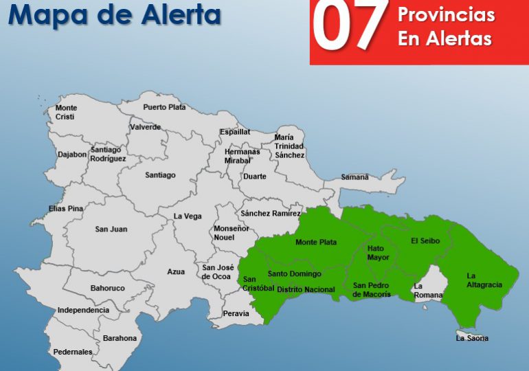 COE emite alerta verde para 7 provincias por vaguada