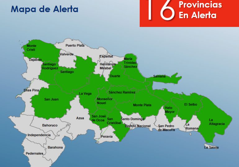 COE mantiene 16 provincias en alerta verde