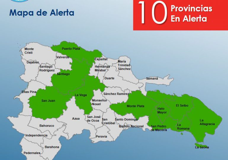 COE mantiene alerta verde en 10 provincias ante vaguada