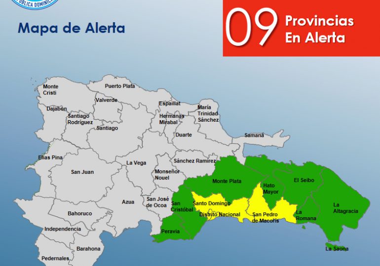 COE coloca 2 provincias en alerta amarilla y 7 en verde por vaguada