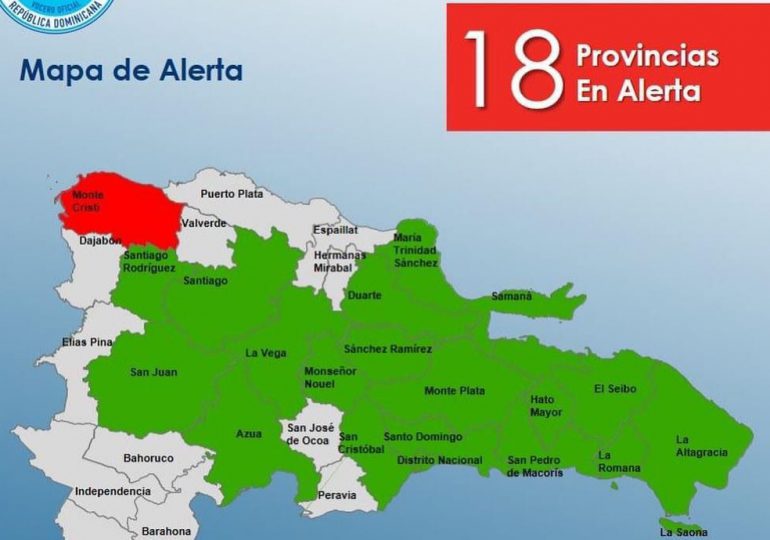 El COE coloca 18 provincias en alerta verde y 1 en alerta roja