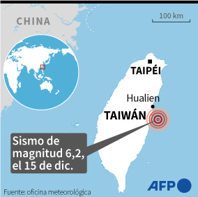 Terremoto de magnitud 6,2 sacude Taiwán