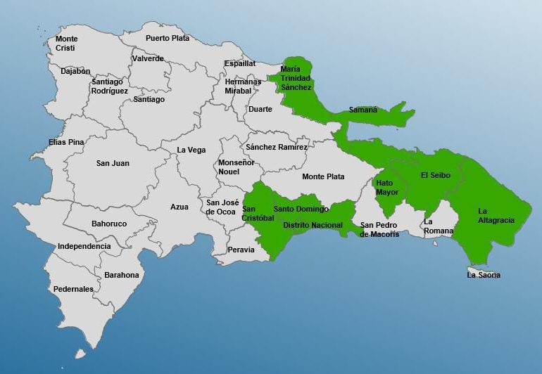 Ocho provincias en alerta verde por incidencia de vaguada
