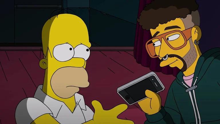 Los Simpson predijeron el momento en el que Bad Bunny lanza el celular de una fan