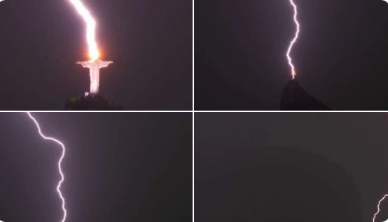 GALERÍA | Captan momento en que un rayo impacta monumento del Cristo Redentor en Río de Janeiro