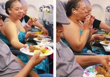 VIDEO | Familia dominicana se vuelve viral por repartir pollo frito en pleno vuelo