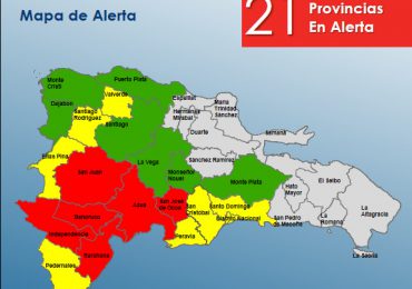 COE actualiza las provincias en alertas: 6 en rojo, 8 en amarilla y 7 en verde