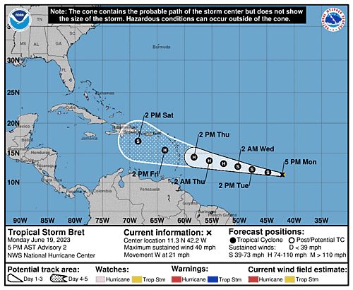 Tormenta Bret; alerta de huracán para Puerto Rico, Dominicana y Haití