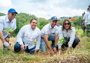 Joel Santos encabeza Jornada de Reforestación junto a colaboradores del Ministerio de la Presidencia en Piedra Blanca, Bonao