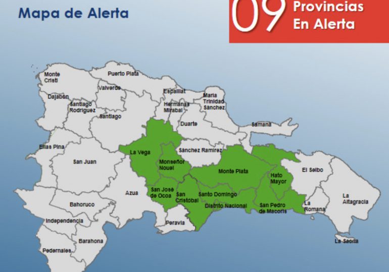 COE Mantiene 9 provincias en alerta verde