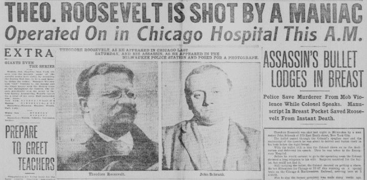 Recordando el intento de asesinato contra el expresidente americano Teddy Roosevelt