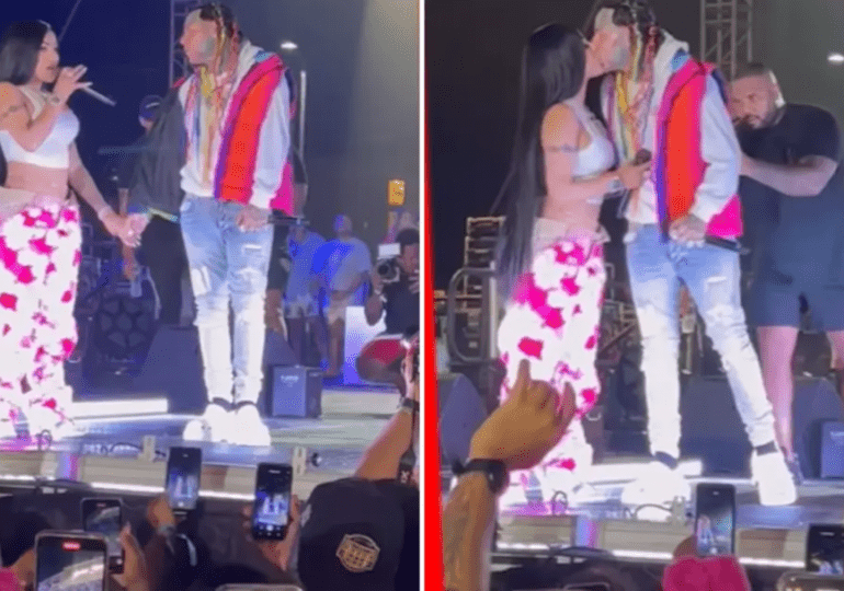 Yailin le dice "Te amo" a Tekashi y se besan en medio de un concierto en Cuba