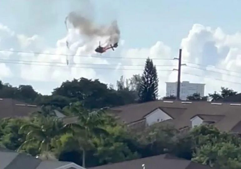 VIDEO | Helicóptero se desploma en zona residencial de Florida, EE.UU