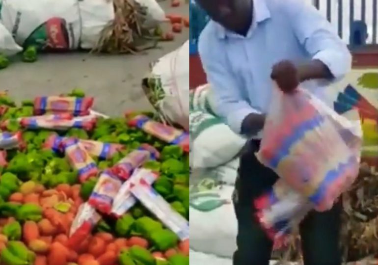 VIDEO | Nacional haitiano destruye alimentos procedentes de República Dominicana