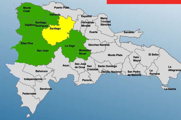 COE reporta 1 provincia en alerta amarilla y 8 en verde