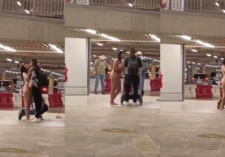 VIDEO | Tras mezclar hongos con alcohol, mujer se desnuda y acosa hombres en aeropuerto de Santiago de Chile