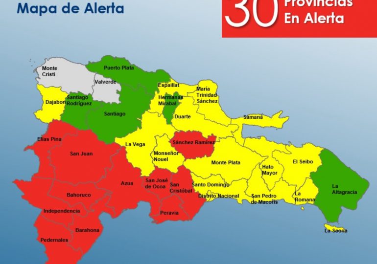 COE eleva a 30 las provincias bajo alerta