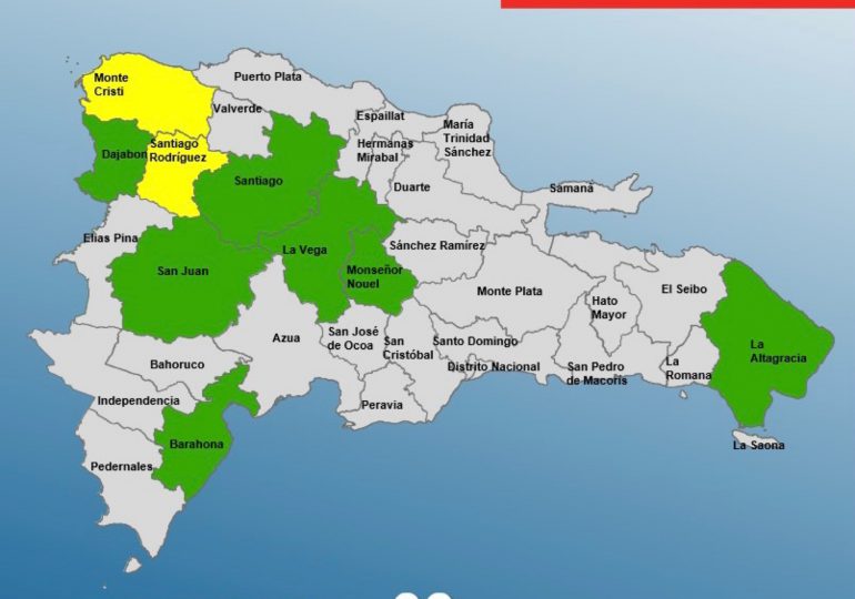 COE coloca 2 provincias en alerta amarilla y 7 en alerta verde