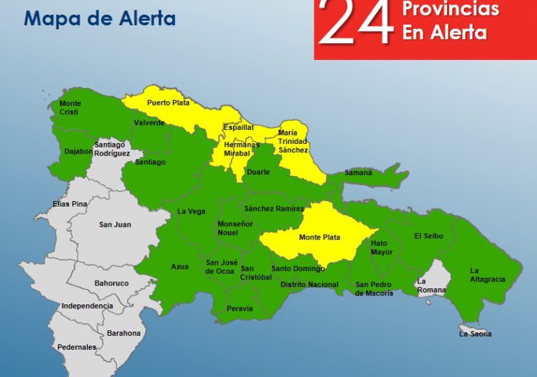 COE disminuye a 24 las provincias en alerta por lluvias