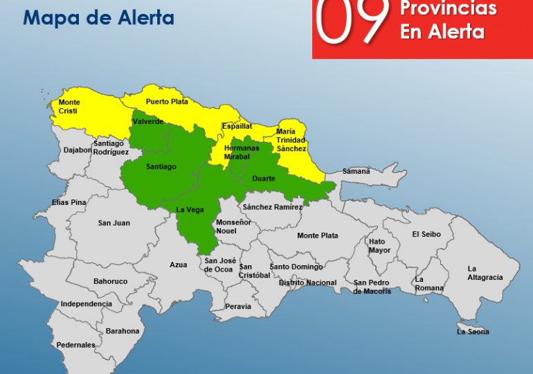 COE aumenta nivel de alerta en nueve provincias por condiciones meteorológicas adversas