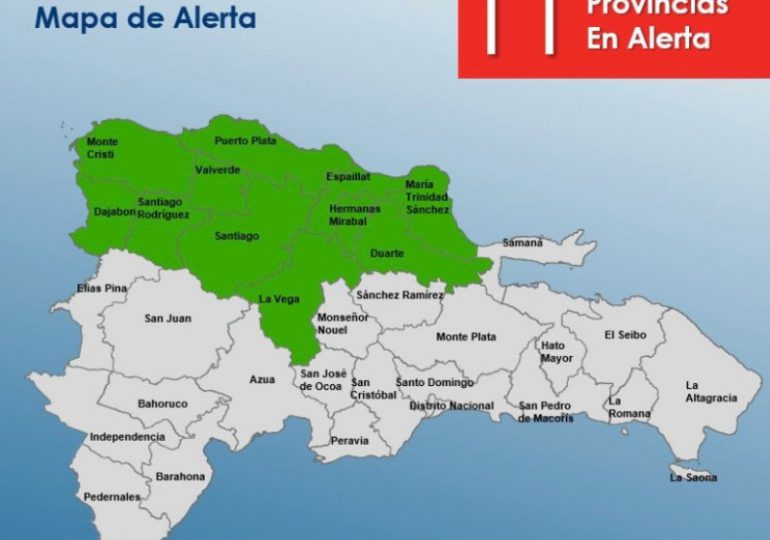 COE aumenta alerta verde para 11 provincias