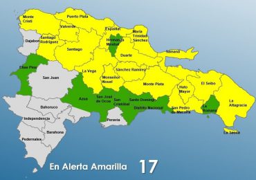 COE mantiene 17 provincias en alerta amarilla por incidencia de vaguada