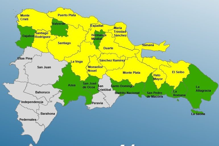 COE aumenta a 14 las provincias en alerta amarilla por incidencia de vaguada