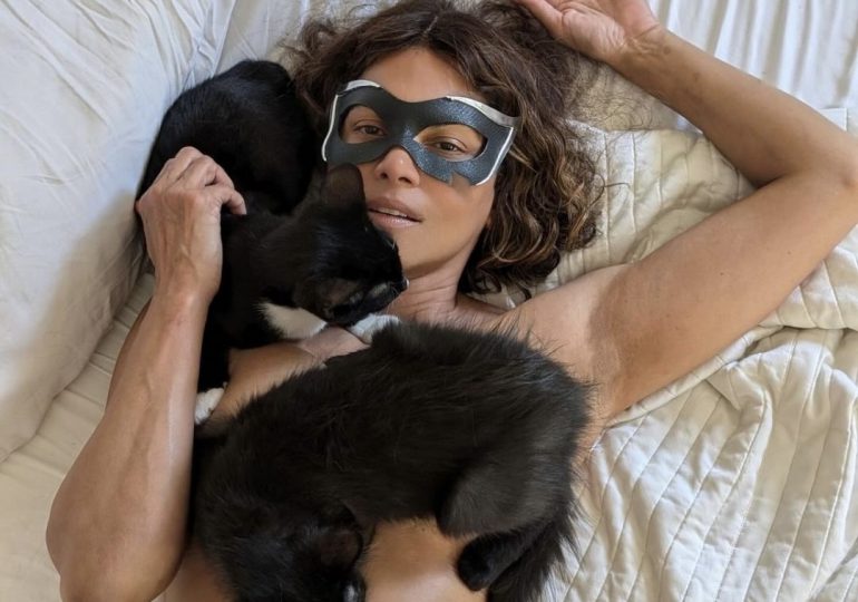 Halle Berry rinde homenaje a 'Catwoman' usando solo ropa interior negra y abrazando gatos